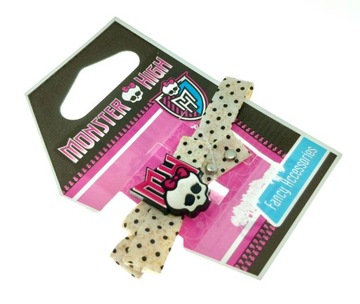 Bransoletka dla dziecka z tkaniny na rzepy 15cm beżowa kropki Monster High