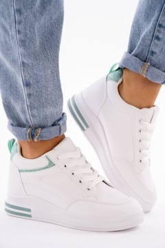 Białe sneakersy buty sportowe damskie na koturnie Mint 38