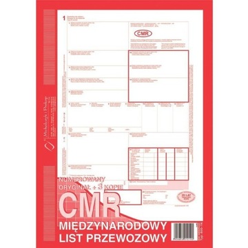 Druk CMR MIĘDZYNARODOWY LIST PRZEWOZOWY numerowany