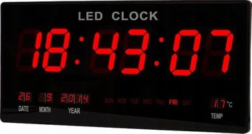 DUŻY ZEGAR CYFROWY CZERWONY LED TERMOMETR DATA