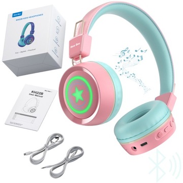 NEW BEE SŁUCHAWKI SKŁADANE DZIECI BEZPRZEWODOWE LED BLUETOOTH 5.0 + GRATIS