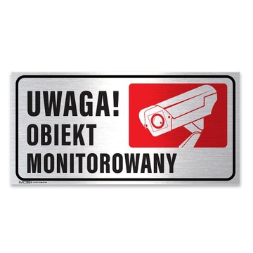 Tabliczka znak uwaga obiekt monitorowany 10x20 cm