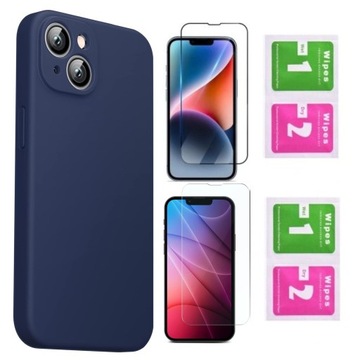 Etui do iPhone 14 / iPhone 13 | CANDY CASE | Silikonowe Matowe + 2x SZKŁO