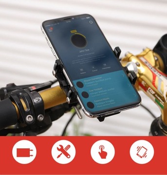 Mocny uchwyt rowerowy na telefon smartfon aluminiowy 360 do roweru