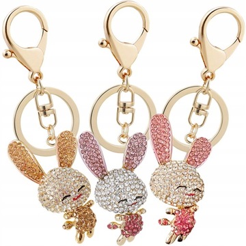 Rabbit Keychain Bunny Decor Bag Key Ring 3 Pcs