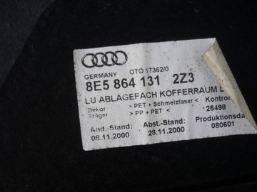 КОВРИК + БОКОВИНЫ БАГАЖНИКА AUDI A4 B6 СЕДАН НИЦЦА