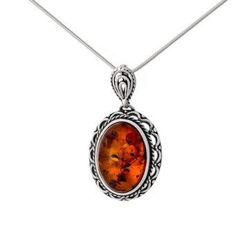 Srebrny wisiorek / naszyjnik AMBER288 z Bursztynem