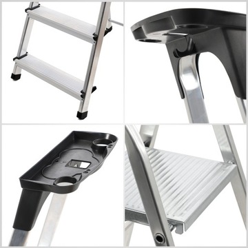 АЛЮМИНИЕВАЯ ЛЕСТНИЦА ДЛЯ ДОМА, 7 СТУПЕНЕЙ + КРЮК