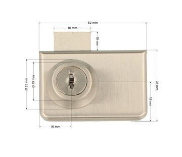 Замок шкафный для двойных стеклянных дверей без сверления, сатин 4-8мм