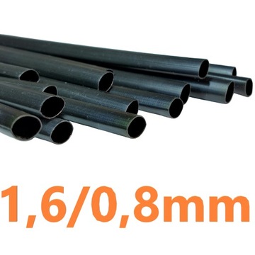 CIENKA RURKA TERMOKURCZLIWA BEZ KLEJU 1 METR 1,6/0,8mm CZARNA