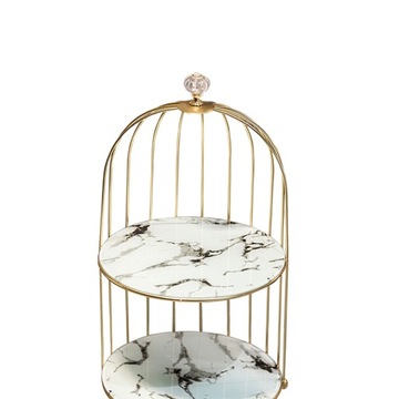 Półka na przybory do makijażu, stojak do przechowywania kosmetyków z marmurową tacą, 2 poziomy