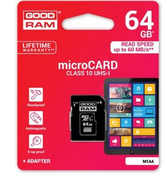 Карта памяти Micro Card 64 ГБ microSDXC UHS-I класса 10 + адаптер SD