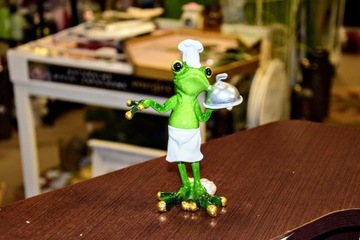 Декоративная фигурка лягушка-повар в шляпе 15х11х6 127608