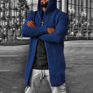 Men Knitted Cardigan Solid Color Long Sleeve Cardi