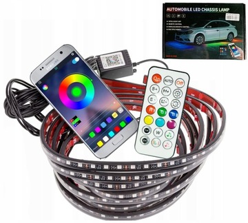 OŚWIETLENIE PODWOZIA NEONY POD SAMOCHÓD LED 2x90cm 2x120cm LISTWY RGB PILOT