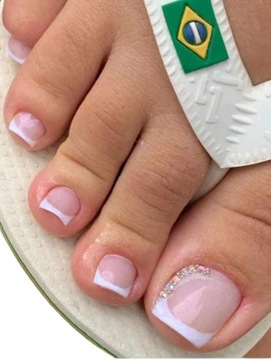 Paznokcie PRESS ON NAILS TIPSY 24 NA STOPY french klasyczne KRYSZTAŁKI