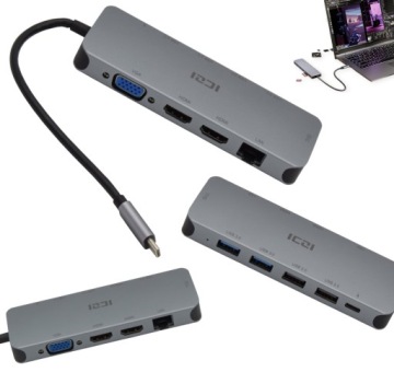 Víceportová profesionální dokovací stanice Usb-c Dual Hdmi Hub s napájením