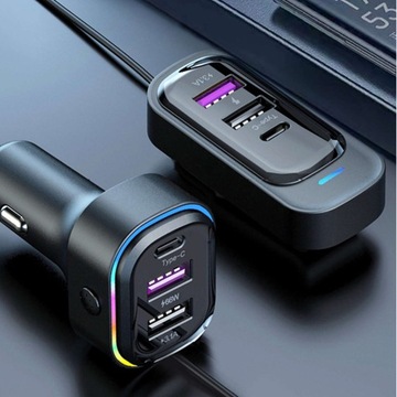 АВТОМОБИЛЬНОЕ ЗАРЯДНОЕ УСТРОЙСТВО 4x USB 2x USB-C тип C PD 66 Вт РАЗВЕТВИТЕЛЬ БЫСТРО МОЩНЫЙ