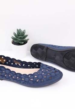 БАЛЕТКИ ЖЕНСКИЕ ТЕМНО-СИНИЕ, АЖУРНЫЕ ТУФЛИ НА ПЛОСКОЙ ПЛОСКОСТИ, Стелька из ЭКО КОЖИ, УДОБНЫЕ