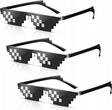 OKULARY PIKSELOWE THUG LIFE PIXEL SCHODKOWE 3 SZT