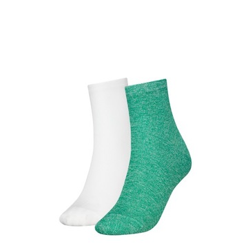 TOMMY HILFIGER SKARPETY SKARPETKI STOPKI 2 PARY ZIELONE/BIAŁE r.35-38