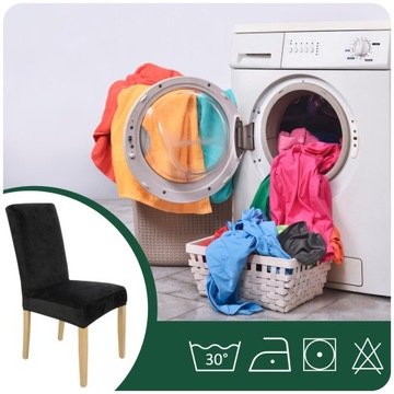 НАБОР ИЗ 6 ШТ. Чехлы НА СТУЛ, ЧЕРНЫЙ ЭЛАСТИЧНЫЙ БАРХАТ, ТОЛСТЫЙ