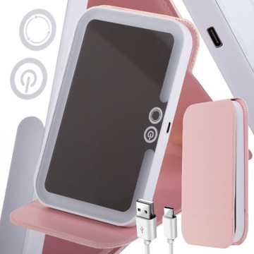 LUSTERKO KOSMETYCZNE PODŚWIETLANE DO MAKIJAŻU LED ZAMYKANE PODRĘCZNE W ETUI