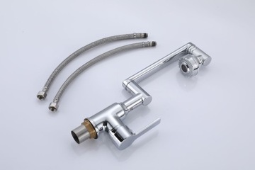 Хромированный поворотный смеситель для умывальника FLAMEN