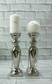 Большой серебряный керамический подсвечник H31.5