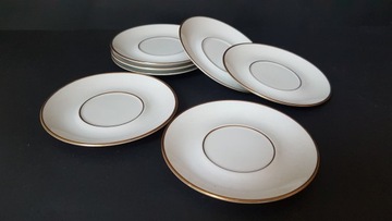 7 x talerzyki biała złocona porcelana konfiturówki
