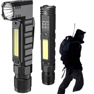 LATARKA WIELOFUNKCYJNA 200lm AKUMULATOR LAMPKA CZOŁOWA na USB + lampa COB