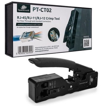 Zaciskarka przelotowa RJ45/RJ12/RJ11 PT-CT02 pass through spacetronik