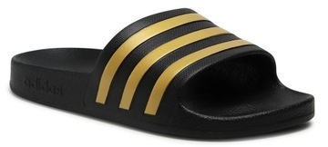 43 KLAPKI ADIDAS BASEN PLAŻA CZARNE ZŁOTE EG1758