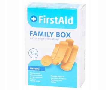 PLASTRY z opatrunkiem 50szt. FAMILY BOX Rozmiary