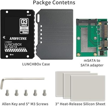OBUDOWA DYSKU SSD MSATA NA SATA ANDYCINE SZARY KONWERTER
