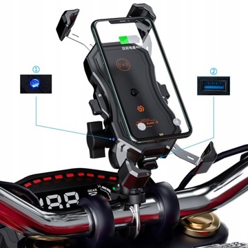 МОТОЦИКЛОВЫЙ ДЕРЖАТЕЛЬ ДЛЯ ИНДУКТИВНОГО ТЕЛЕФОНА С ЗАРЯДНЫМ ЗАРЯДКОМ