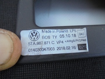 ROLETA KUFRU ZADNÍ VW TOURAN III 5TA 5TA867871C