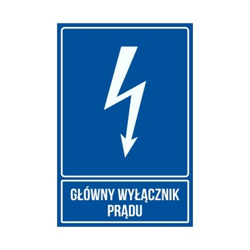Tabliczka Główny Wyłącznik Prądu 30x20 PCV 1mm