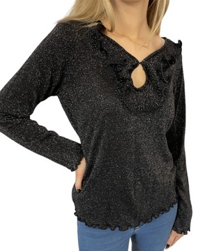 Ashley Brooke błyszczący czarny sweterek roz. 38 (M)