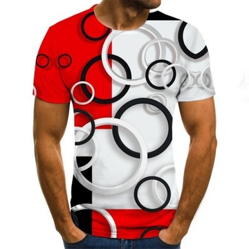 WYGODNY MĘSKI T-SHIRT WZÓR 3D KOSZULKA KOŁA S