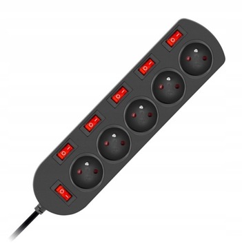 Przedłużacz z wyłącznikami 3x1mm 5 gniazd 1,5m