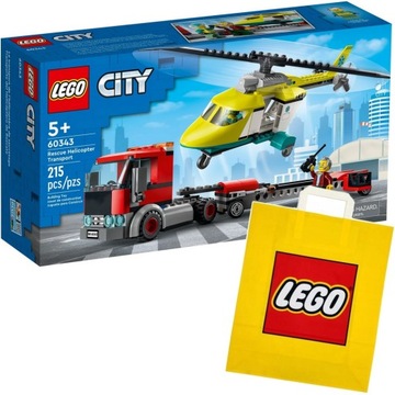 LEGO CITY 60343 Laweta Ciężarówka TIR Transportowy + Helikopter