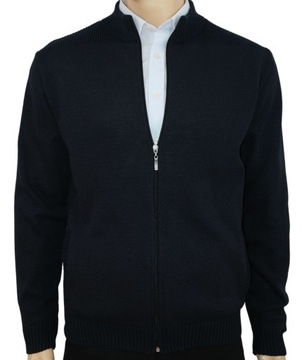 Bawełniany sweter z kieszeniami rozsuwany N29e PRODUKT POLSKI granatowy 4XL