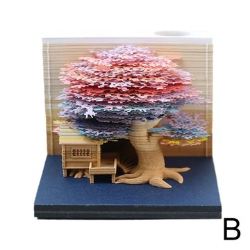 Omoshiroi Block 3D Notepad Treehouse 3D Calendar 3D Memo Pad With Lights
