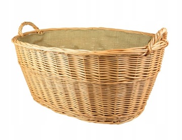 Wiklinowy KOSZ NA DREWNO ZABAWKI JUTA 70cm