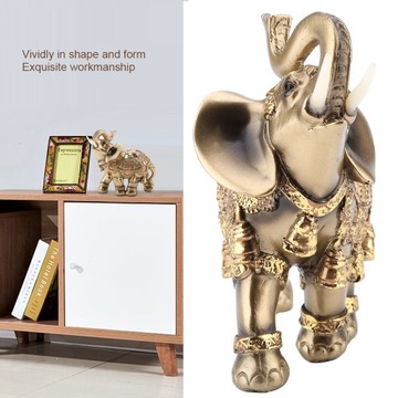 Szczęście Feng Shui Złoty Słoń Statua Rzeźba