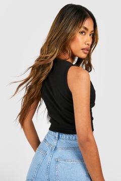 BOOHOO CZARNY CROP TOP PRĄŻKI SPLOT NDX NG2__S