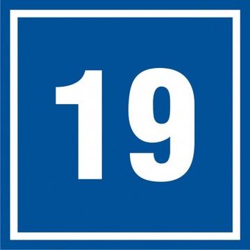 Numer 19 znak tabliczka 10x10 płyta PCV