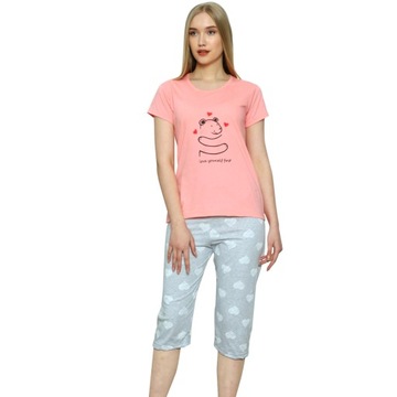 ЖЕНСКАЯ ПИЖАМА ИЗ ХЛОПКОВОГО РУКАВА 3/4 КАЧЕСТВЕННАЯ