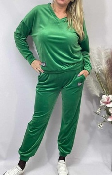 Dres WELUROWY komplet Bluza Spodnie 9XL 58 60 mięsisty zieleń premium cudo